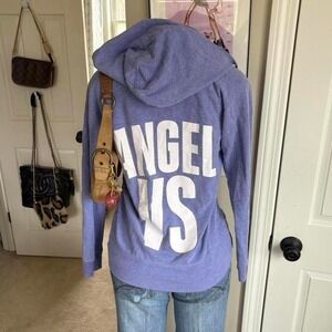 y2k 2000s OG victoria's secret angel spellout purple zip hoodie